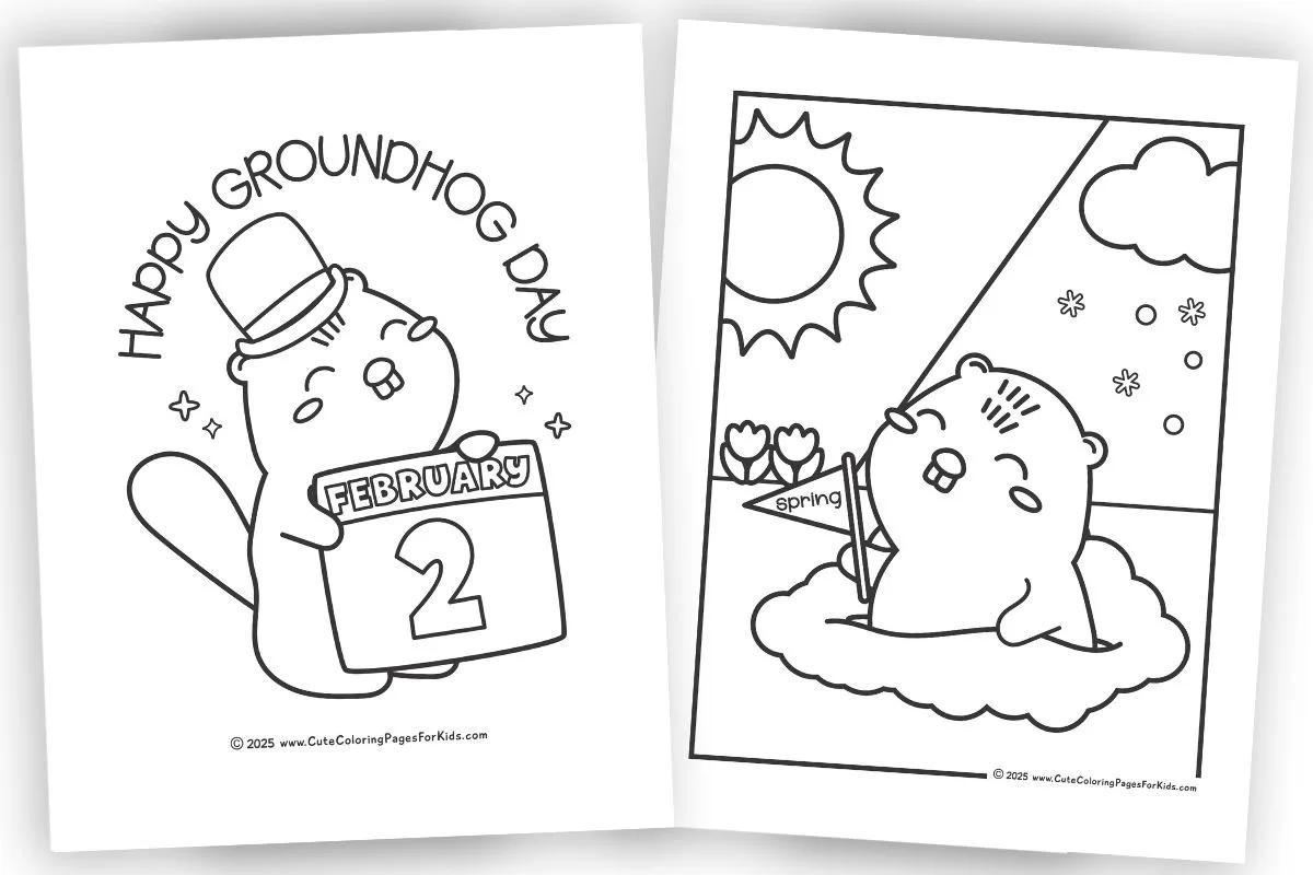 groundhog day coloring pages (free printable pdfs) - cute coloring